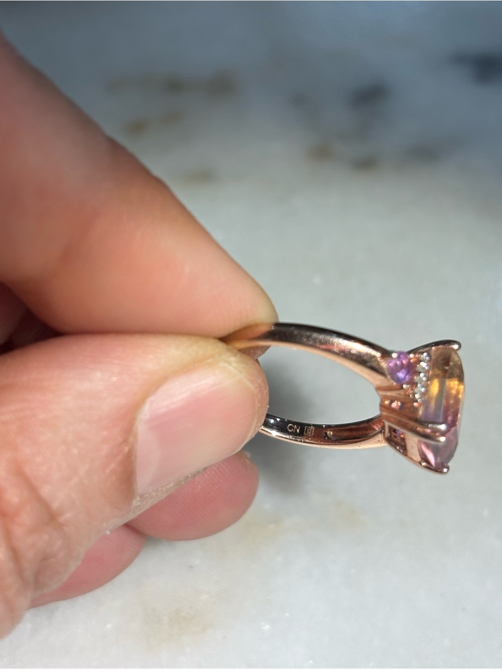Vintage Ametrine & Multi Gemstone Ring Vermeil Rose Gold Over Sterling Silver - Picture 2 of 11